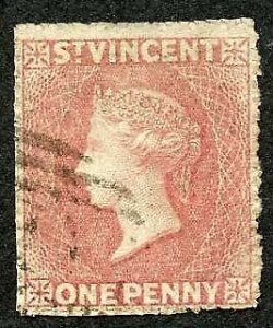 St Vincent SG1 1861 1d Rose-red No Wmk Rough to intermediate Perf 14 to 16