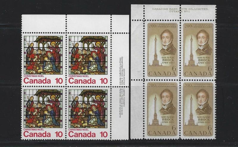 CANADA - PLATE & CORNER BLOCKS LOT #4 MNH CHRISTMAS INUK FIRE PREVENTION TUPPER