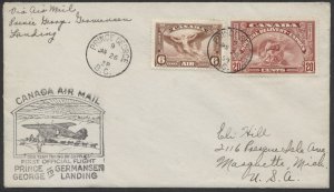 1938 Canada Flight Cover Special Delivery #E6 Prince George BC - Germansen Landg