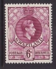 Swaziland-Sc#33- id9-unused og NH 6p KGVI-1938- rainbow effect caused by scan