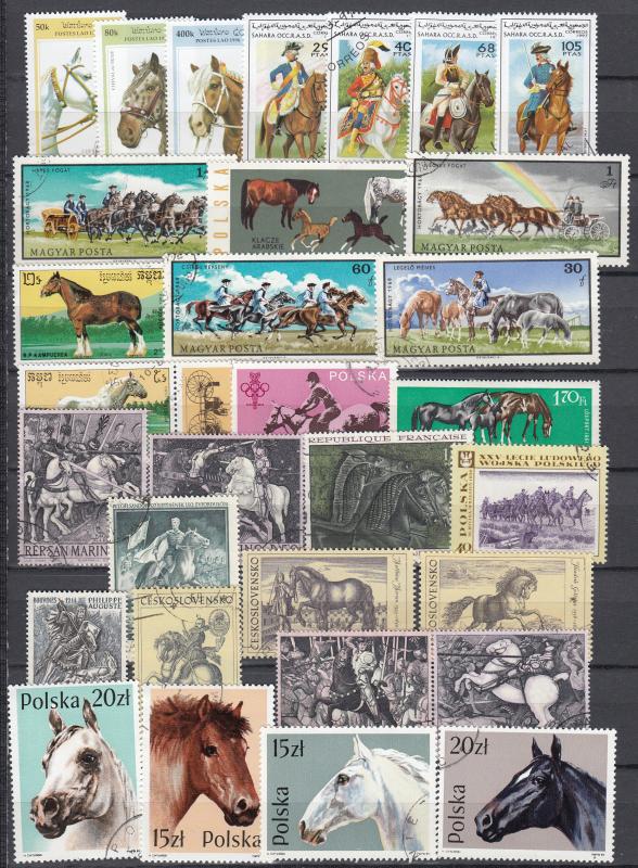 Horses from different continents - 32 small stamp lot  #1 - (2351)