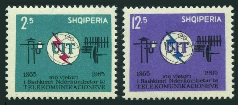 Albania 814-815,MNH.Michel 939-940. ITU-100,1965.Communication equipment.