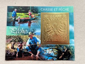 Fishing and Hunting 2023 year 5 blocks Foil. Gold.  perforated  NEW
