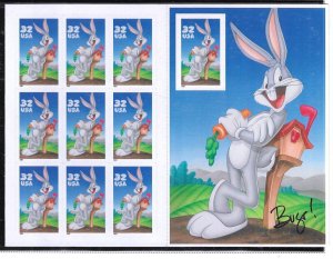 US #3137 1997 BUGS BUNNY - PANE OF 10 32C STAMPS- MINT NEVER HINGED