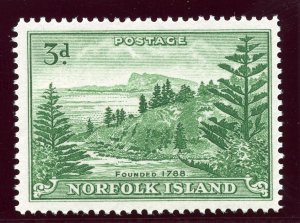 Norfolk Island 1959 QEII 3d emerald-green (white paper) superb MNH. SG 6a. Sc 23