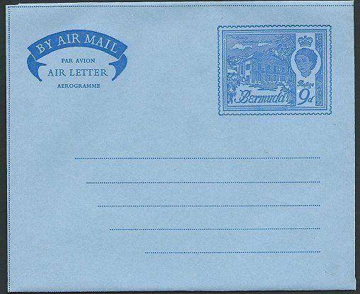 BERMUDA QE 9d airletter - fine unused......................................42406