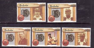 Barbados-Sc#719-22- id9- unused NH set-Sports-Cricket-1988-