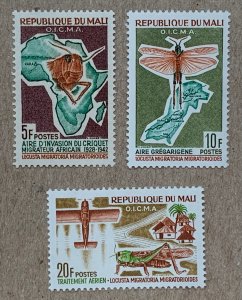 Mali 1964 Anti-Locust Campaign, MNH. Scott 58-60, CV $2.35