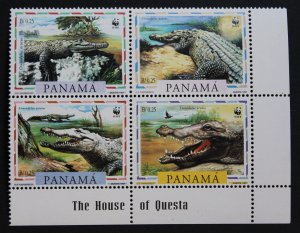 Panama #846 a-d MNH  WWF American Crocodile 1997 House of Questa Block