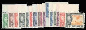 Gambia #132-143 Cat$170, 1938-46 George VI, complete set, never hinged