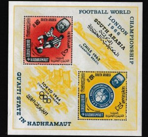 Aden Qu'aiti State MI Block 1A, World Cup Soccer, Souvenir Sheet, Mint NH