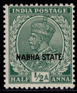 INDIAN STATES - Nabha GV SG61, ½a green, M MINT.