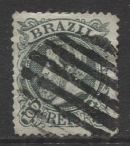 Brazil - Scott 83 -  Dom Pedro -1882- Large Heads - Used- Single 100r Stamp