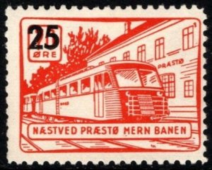 Vintage Denmark Private Local Stamp 25/70 Ore Næstved-Præstø Railway Unused