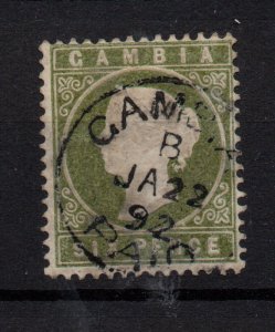 Gambia 1886-93 6d yellow green SG32 good CDS used WS36219