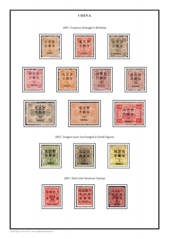 China 1878-1949 PDF (DIGITAL)  STAMP ALBUM PAGES 