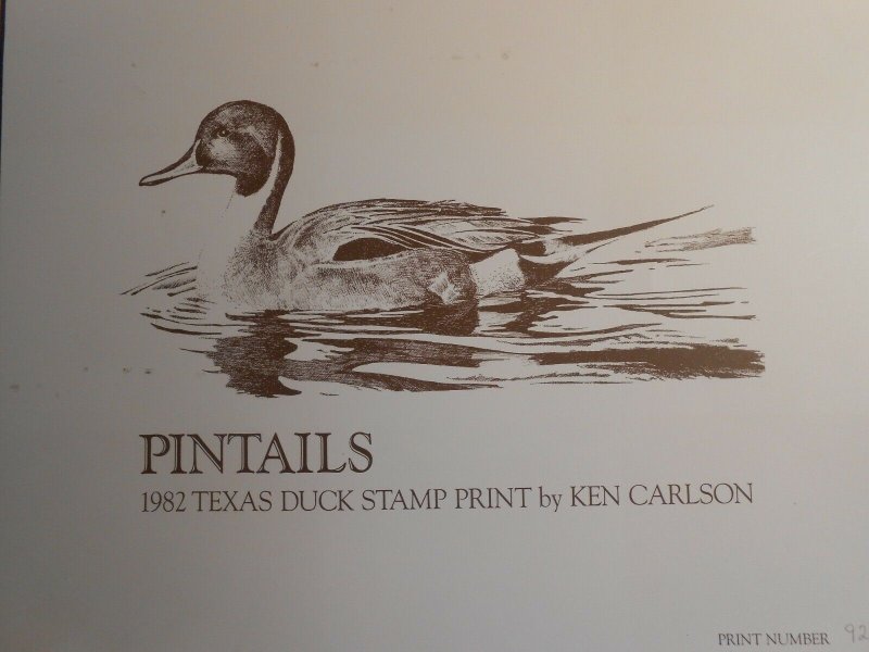 TX2 - Texas State Duck Print. With Folio & Stamp. Toning.  #02 TX2prwsbt