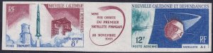 New Caledonia 1966 Sc C45a air post strip of 2 imperf MNH**