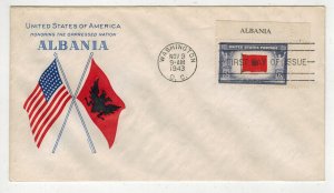 1943 WW2 Patriotic FDC OVERRUN COUNTRIES NAME SINGLE GRIMSLAND 918 ALBANIA