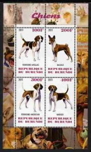 Burundi 2011 Dogs #7 perf sheetlet containing 4 values un...