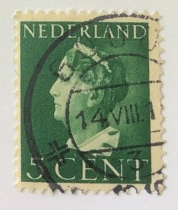 Netherlands 1940 Scott 216 used - 5c,  Queen Wilhelmina