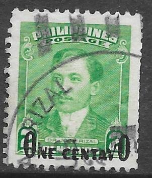 Philippines 550: 1c on 2c Jose Rizal, used, VF