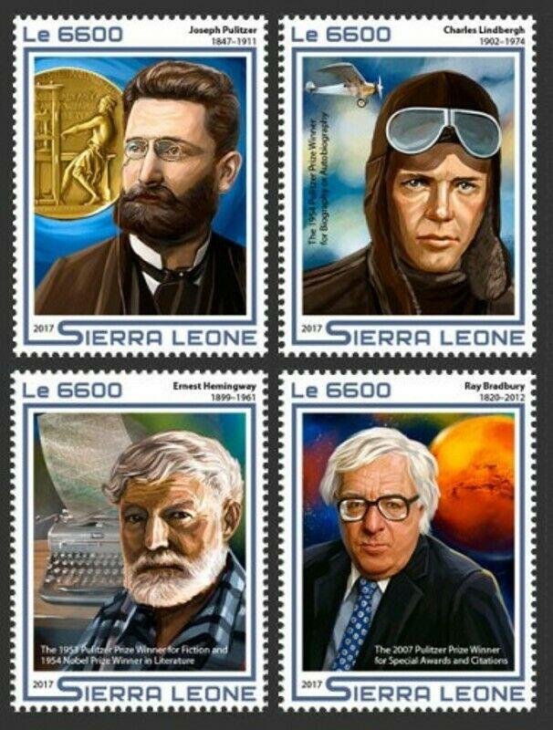 Sierra Leone - 2017 First Pulitzer Prize - 4 Stamp Set - SRL17504a