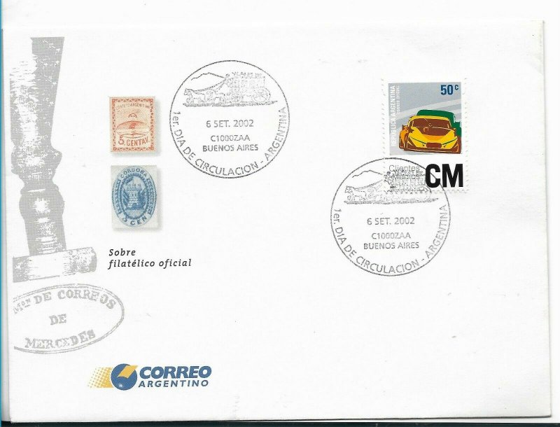 ARGENTINA 2002 RACING CARS MOTORING CM MEDIUM CLIENTS FIRST DAY COVER