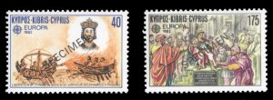 Cyprus #579-580S, 1982 Europa, set of two, overprinted Specimen, never hinged