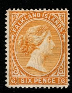 FALKLAND ISLANDS SG34 1896 6d YELLOW MTD MINT