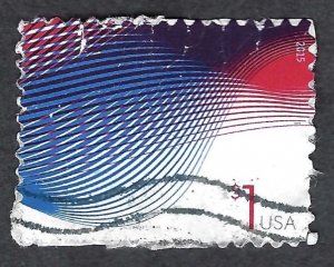 United States #4953 $1.00 Patriotic Waves (2015).  On paper. Wrinkles. Used.