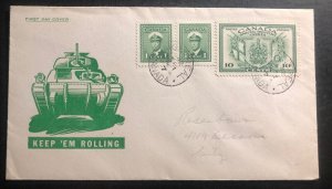 1942 Montreal Canada First Day Patriotic cover FDC Keep Them Rolling