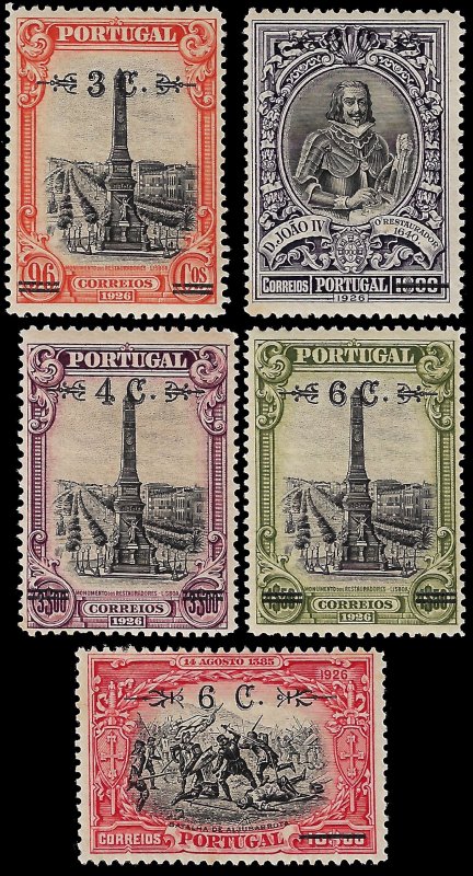 Portugal 1926 Sc 397 E, F, H, J & K MH vf