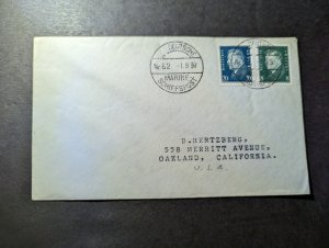 1930 Germany Naval Marine Ship Post Cover to Oakland CA USA
