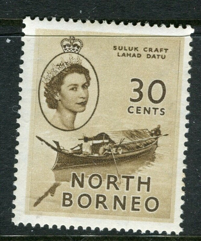 NORTH BORNEO; 1955 early QEII issue fine Mint hinged value, 30c