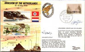 SCHALLSTAMPS - GREAT BRITAIN 1990 CACHET SIGNED COVER COMM INVASION NETHERLANDS