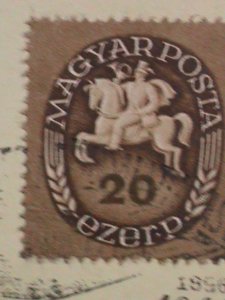 ​HUNGARY-1946- 76 YEARS OLD- STAMP PROOF CARD WITH STAMP-VF-HARD TO FIND