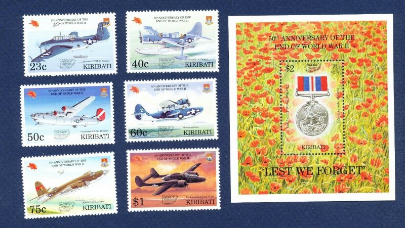 KIRIBATI - Scott 691-697 - FVF MNH - WWI airplanes, o/p for Pacific 97 Stamp Sho