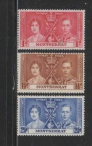 MONTSERRAT #89-91 1937 CORONATION ISSUE MINT VF LH O.G