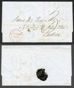 Canada 28 Nov 1851 3d Manuscript internal rate during the 1st year of stamps