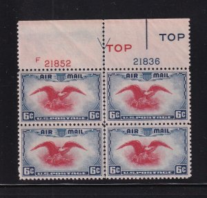 1938 Airmail 6c Sc C23 bi-color eagle and shield MNH XF plate block Type 2 (49