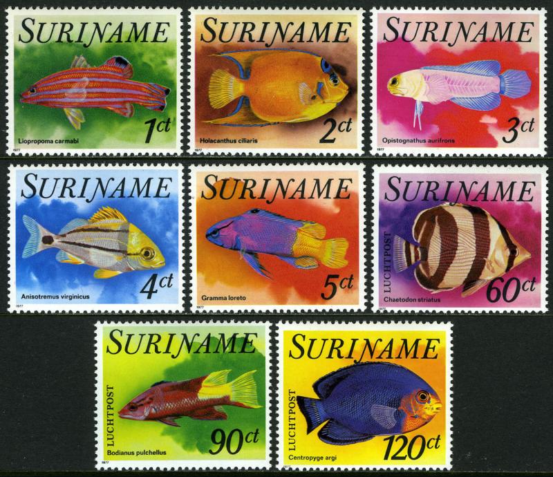 Surinam 471-475,C72-C74, MNH. Tropical Fish, 1977