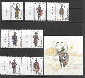 Tanzania 1193-1200 MNH Costumes set cpl.  x 5 sets, vf. 2022 CV $22.50