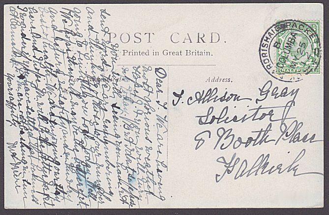 GB SCOTLAND 1912 postcard GK & ARDRISHAIG PACKET / COLUMBA mail boat cds....6429