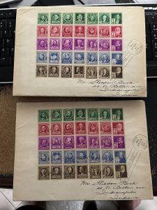 859-893 Famous American Complete Set of 35 Stamps on 2 First Day Covers 1526G