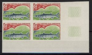 [Hip2028] Rep Gabon 1969 : Fish Good stamp block of 4 very fine Mnh imperf