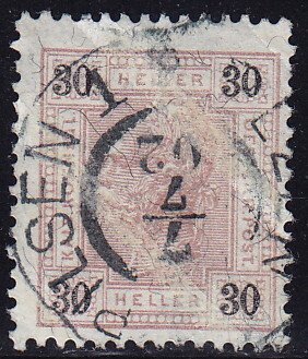 Austria - 1901 - Scott #78a - used - PILSEN 1 pmk Czech Republic