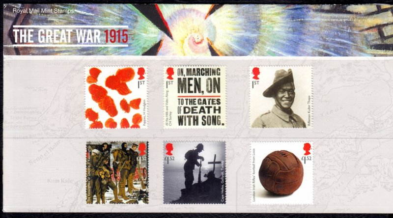 Great Britain 2015 World War I Centenary Complete MNH Set in Pack SC 3397-3402