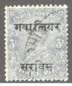 India- Convention States, Gwallior, Scott #o21c, Used