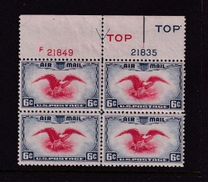 1938 Airmail 6c Sc C23 bi-color eagle and shield MNH plate block Type 2 (17